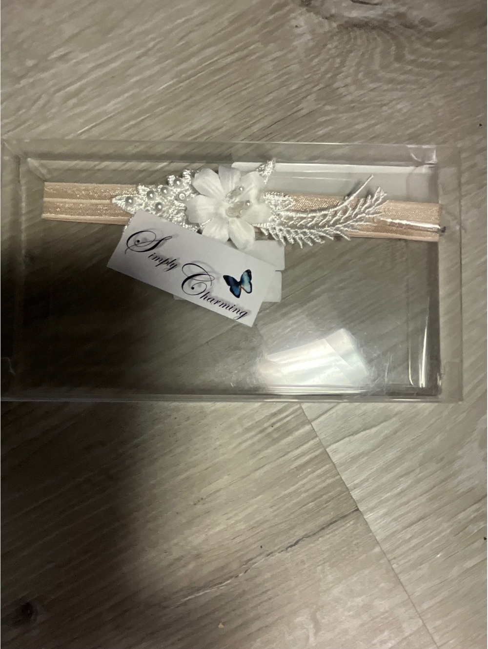 Blush Sparkle Lace Pearl Bridal Garter NWT
